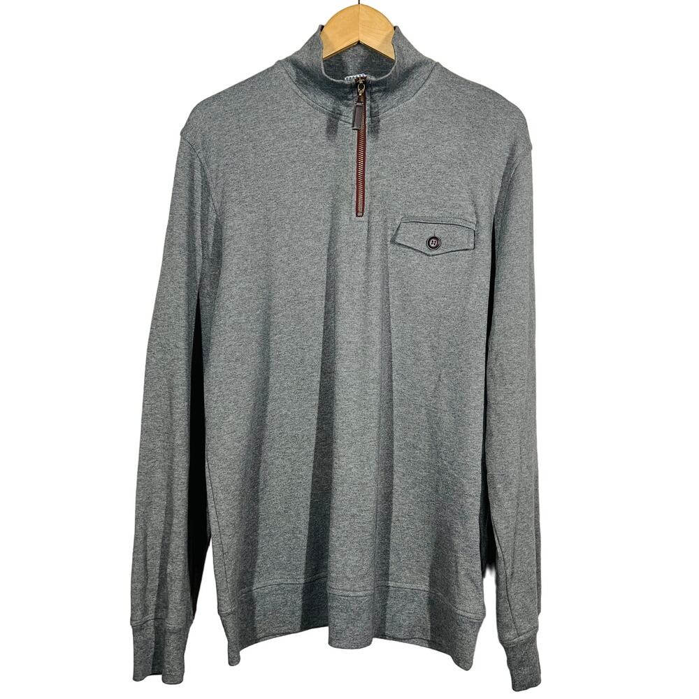 Thomas Parker Long Sleeve Pullover Top Mock Neck Casual Knit Gray - L